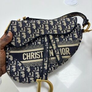 Dior Black and Cream Saddle Bag